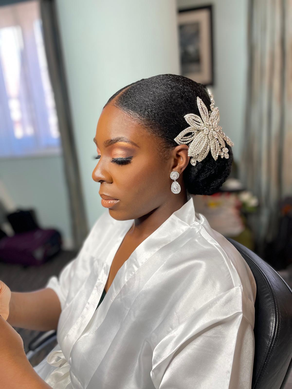 Elegant bridal makeup and hair styling