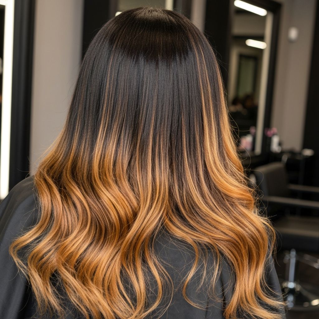 Stunning hair coloring with highlights