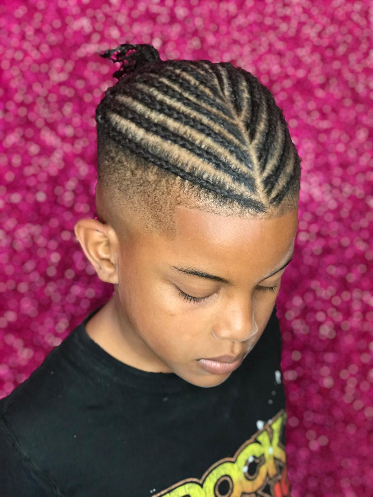 Boys cornrow braids with fade