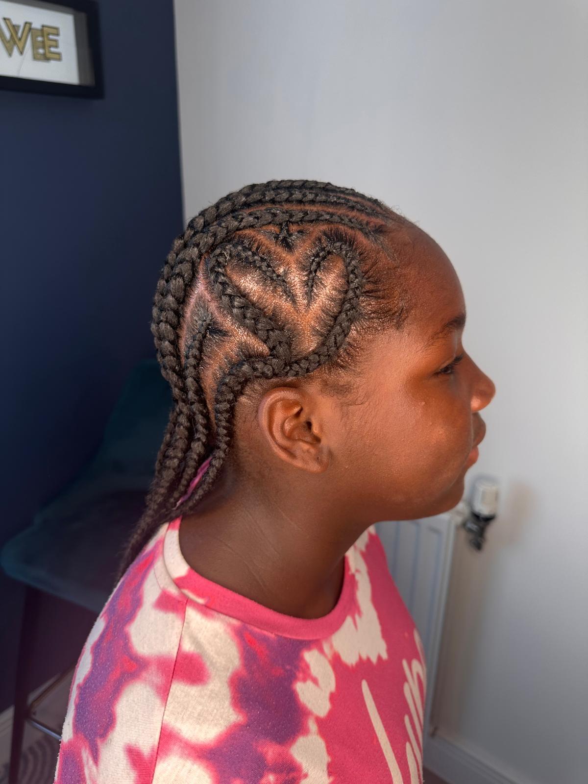 Kids heart pattern braids