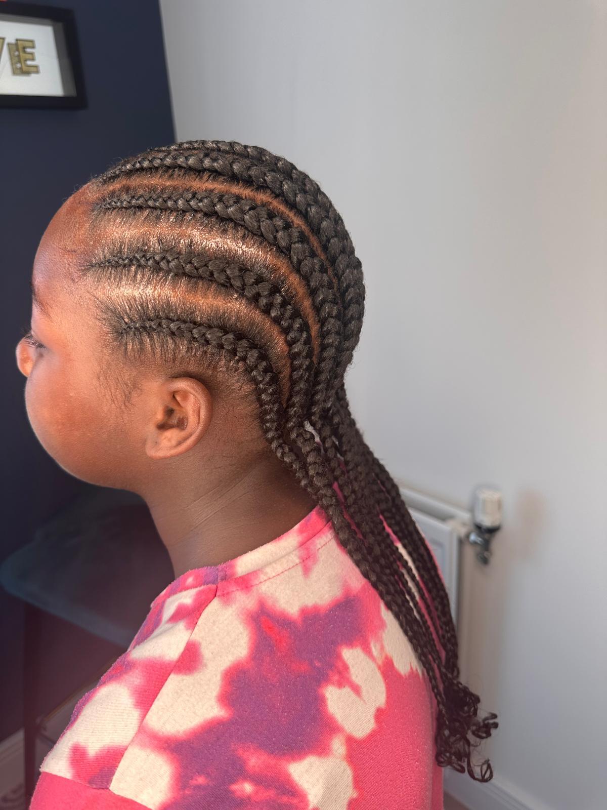 Kids straight-back cornrows