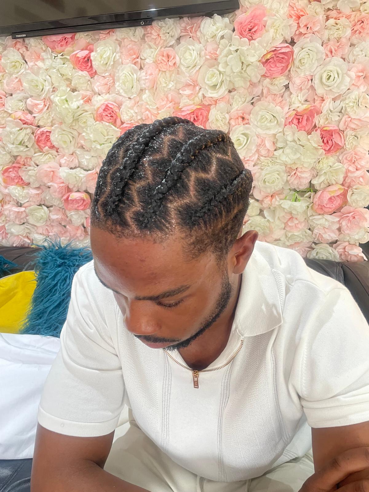 Men's zigzag cornrow braids